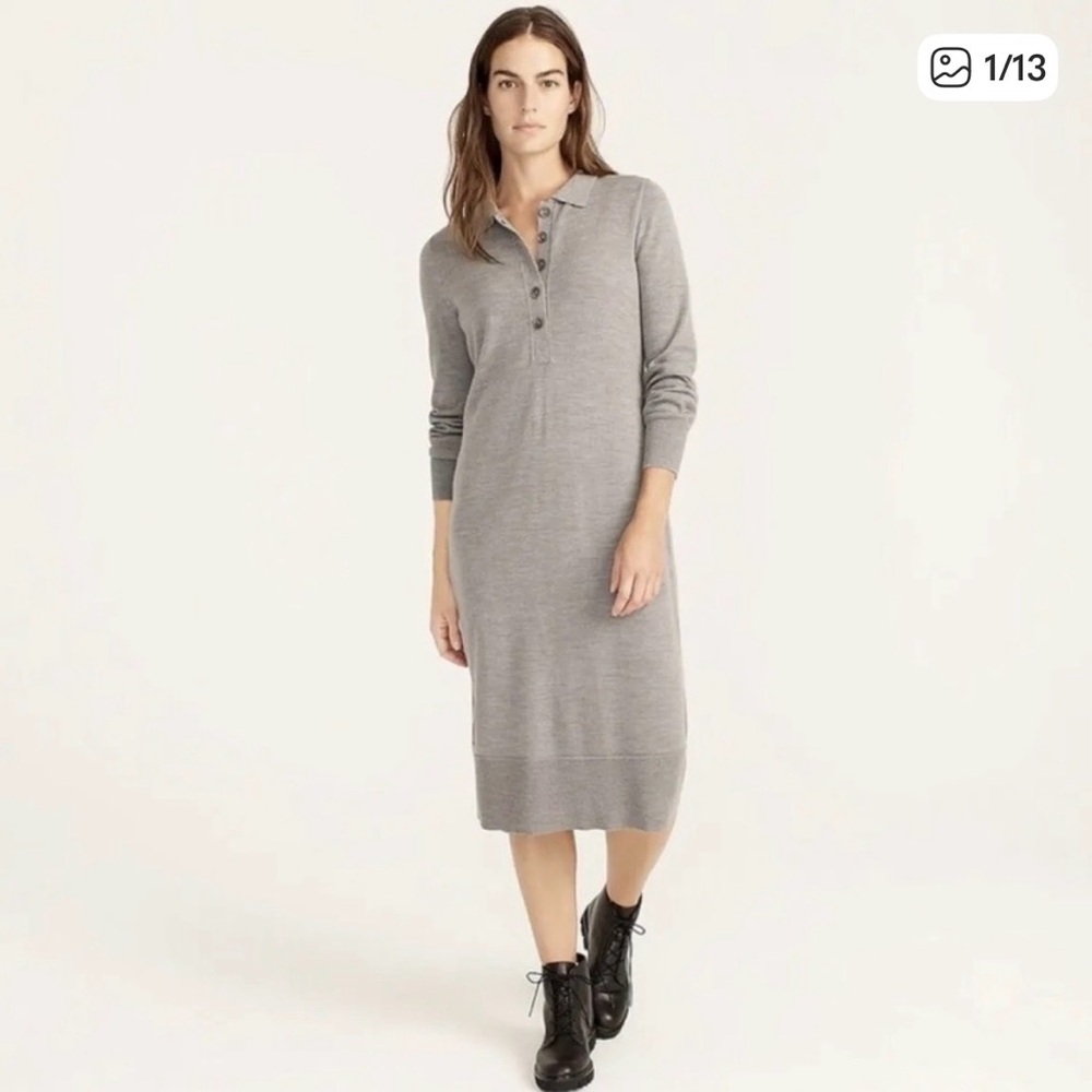 LN J. Crew Heather Gray Long Sleeve Dress